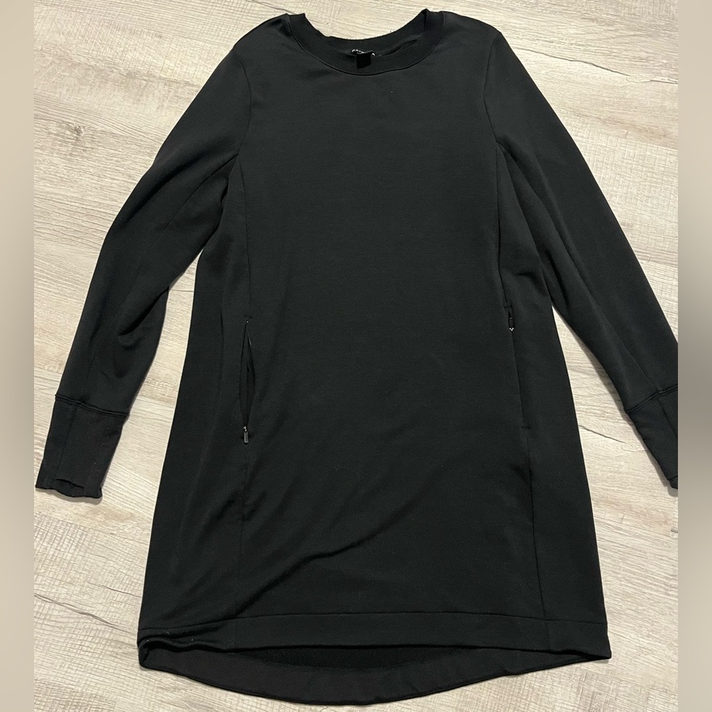 Athleta Black Long Sleeve Sweatshirt Dress